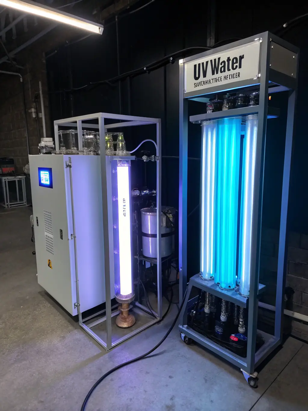 A detailed image of a UV sterilizer unit, highlighting its compact design and powerful UV lamps, used for disinfection in Weiliya's water treatment processes.