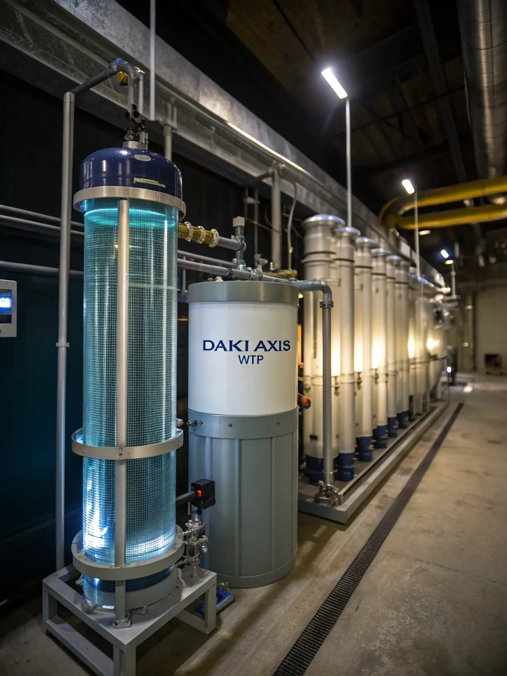 A photograph of a multi-stage water filter, showcasing its different filtration layers and robust construction, used in Weiliya's water treatment setups.